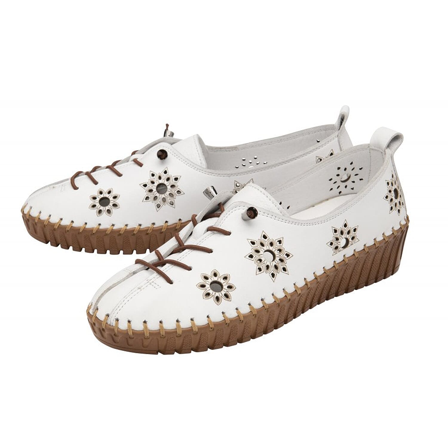 Lotus White Leather Slip-On Shoes (Size 41)