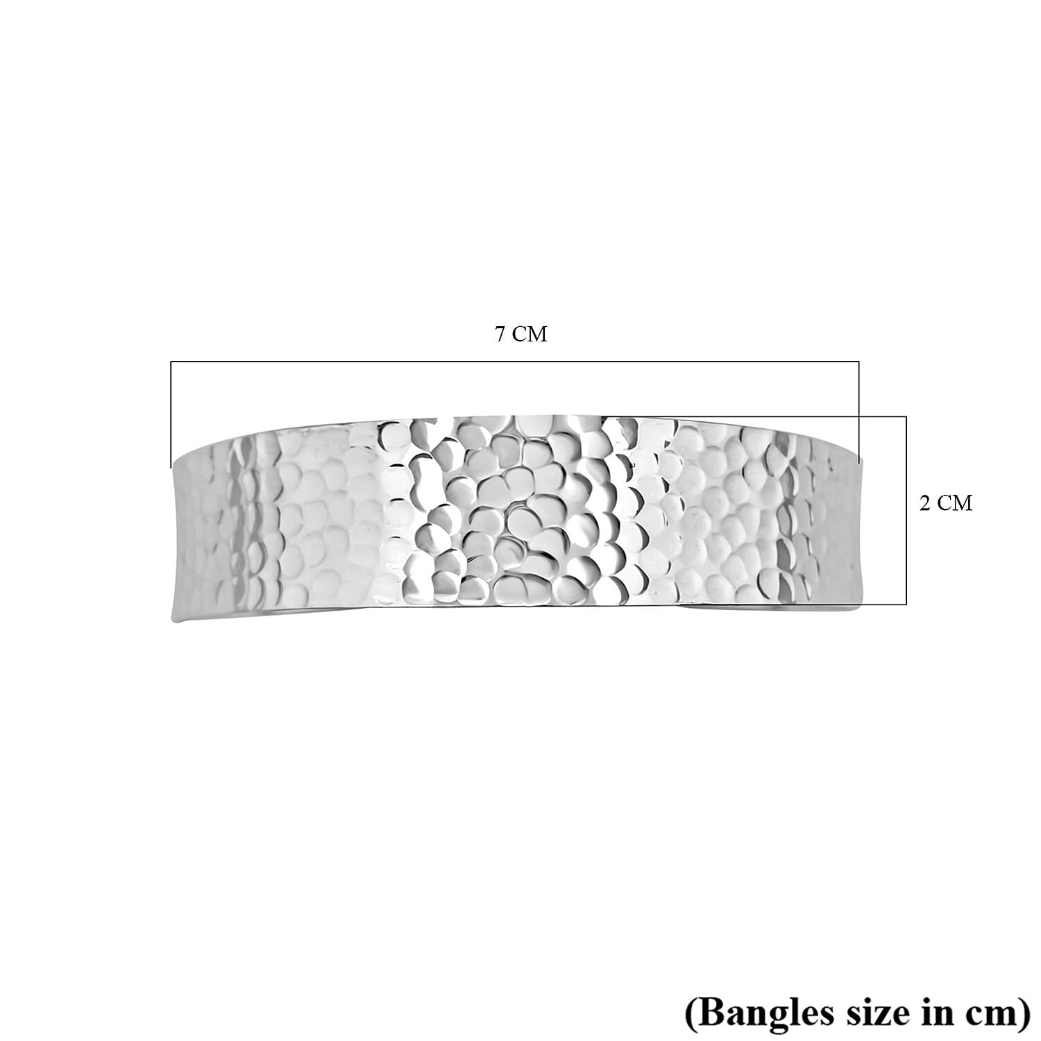 Royal Bali Collection - Handmade Hammered Cuff Bangle (Size - 7) in Sterling Silver, Silver Wt. 23.45 Gms.