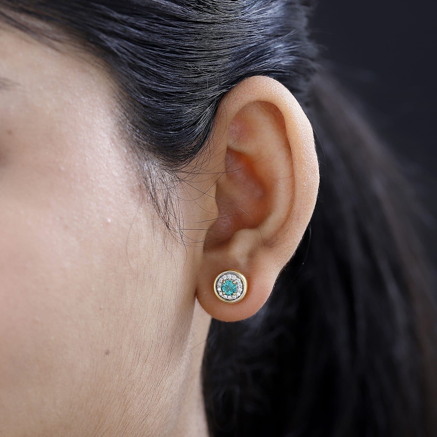 AAA Gemfields Emerald & Moissanite Earrings in 18K Yellow Gold Vermeil Plated Sterling Silver