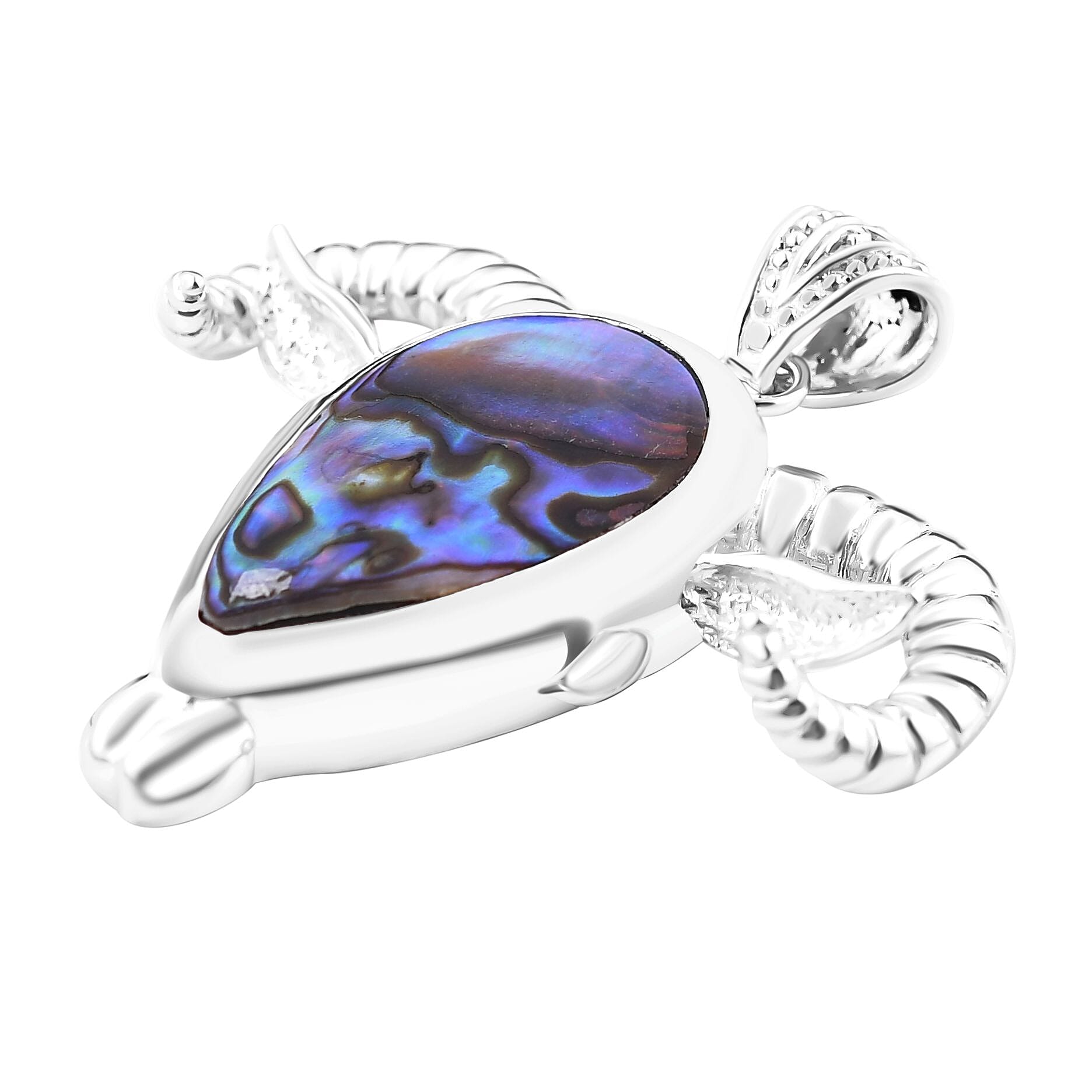 Abalone Shell Ram Head Pendant in Sterling Silver 6.00 Ct, Silver Wt. 9.65 GM