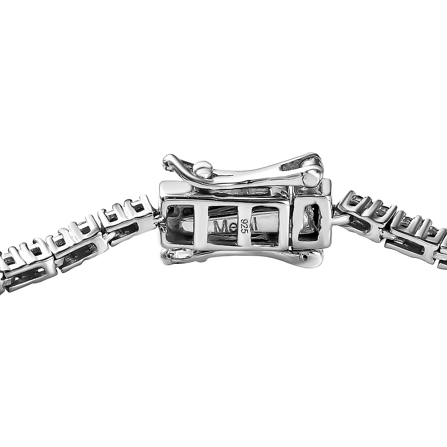 Black Diamond Tennis Bracelet (Size - 7.5) with GB Lock Box in Platinum Overlay Sterling Silver 2.00 Ct, Silver Wt. 6.61 Gms.
