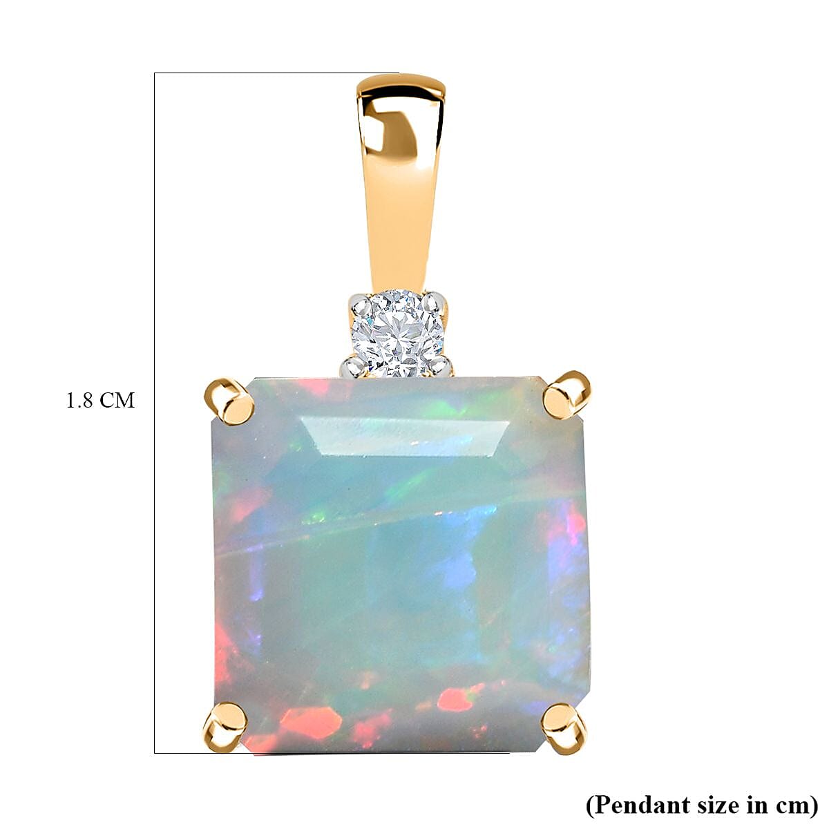 9K Yellow Gold Ethiopian Welo Opal & Moissanite Pendant 2.94 Ct