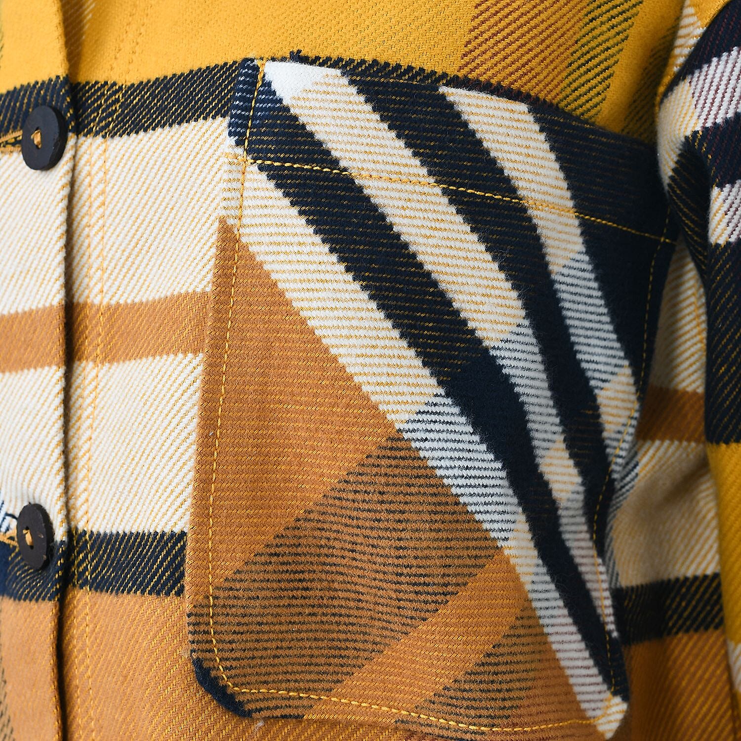 Closeout Deal - 100% Cotton Check Shacket With Two Pockets - Brown & Black