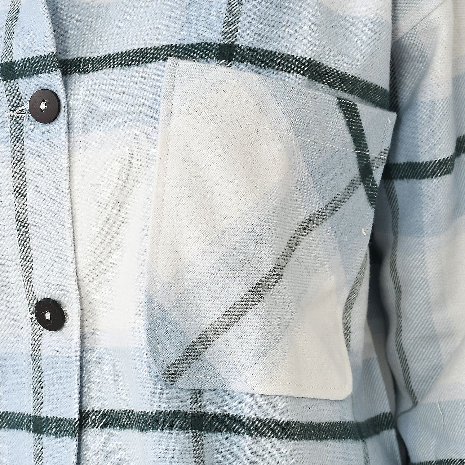 Closeout Deal - 100% Cotton Check Shacket With Two Pockets - Brown & Black