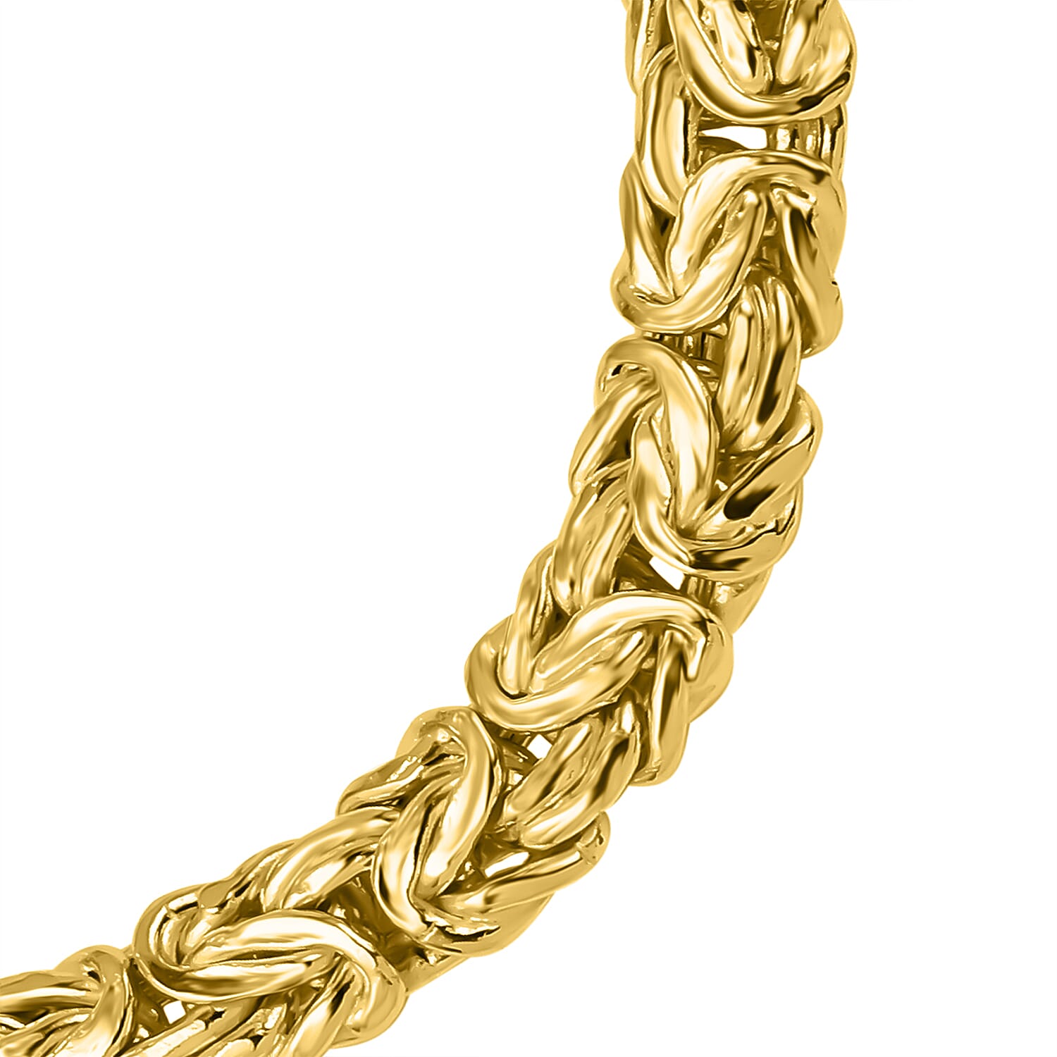 Handcrafted Yellow Gold Overlay Sterling Silver Byzantine Bracelet (Size - 7.5)