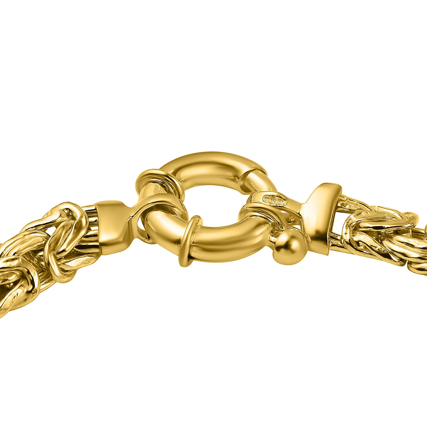 Handcrafted Yellow Gold Overlay Sterling Silver Byzantine Bracelet (Size - 7.5)