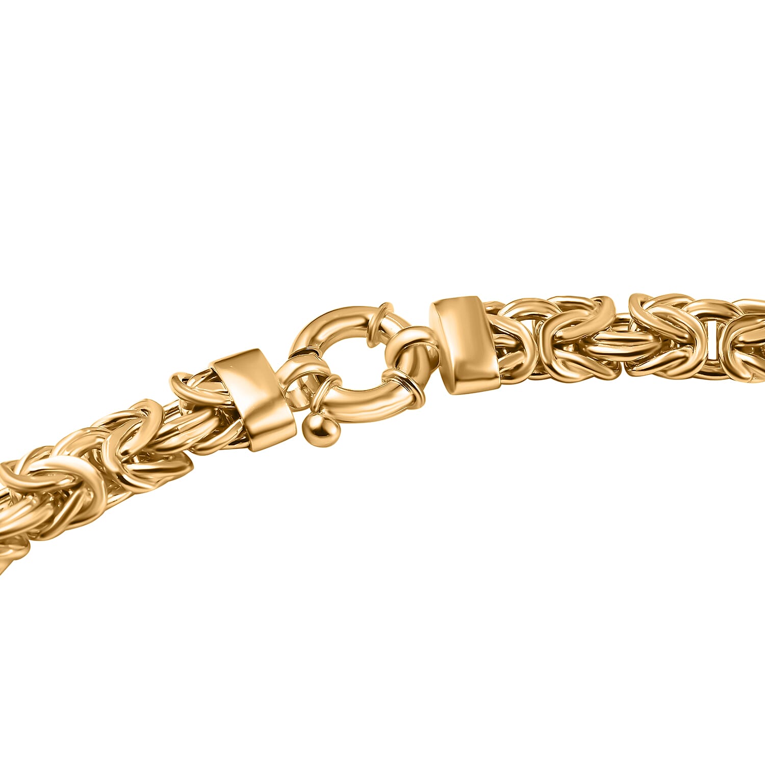 Yellow Gold Overlay Sterling Silver Byzantine Necklace (Size - 20), Silver Wt. 34 Gms