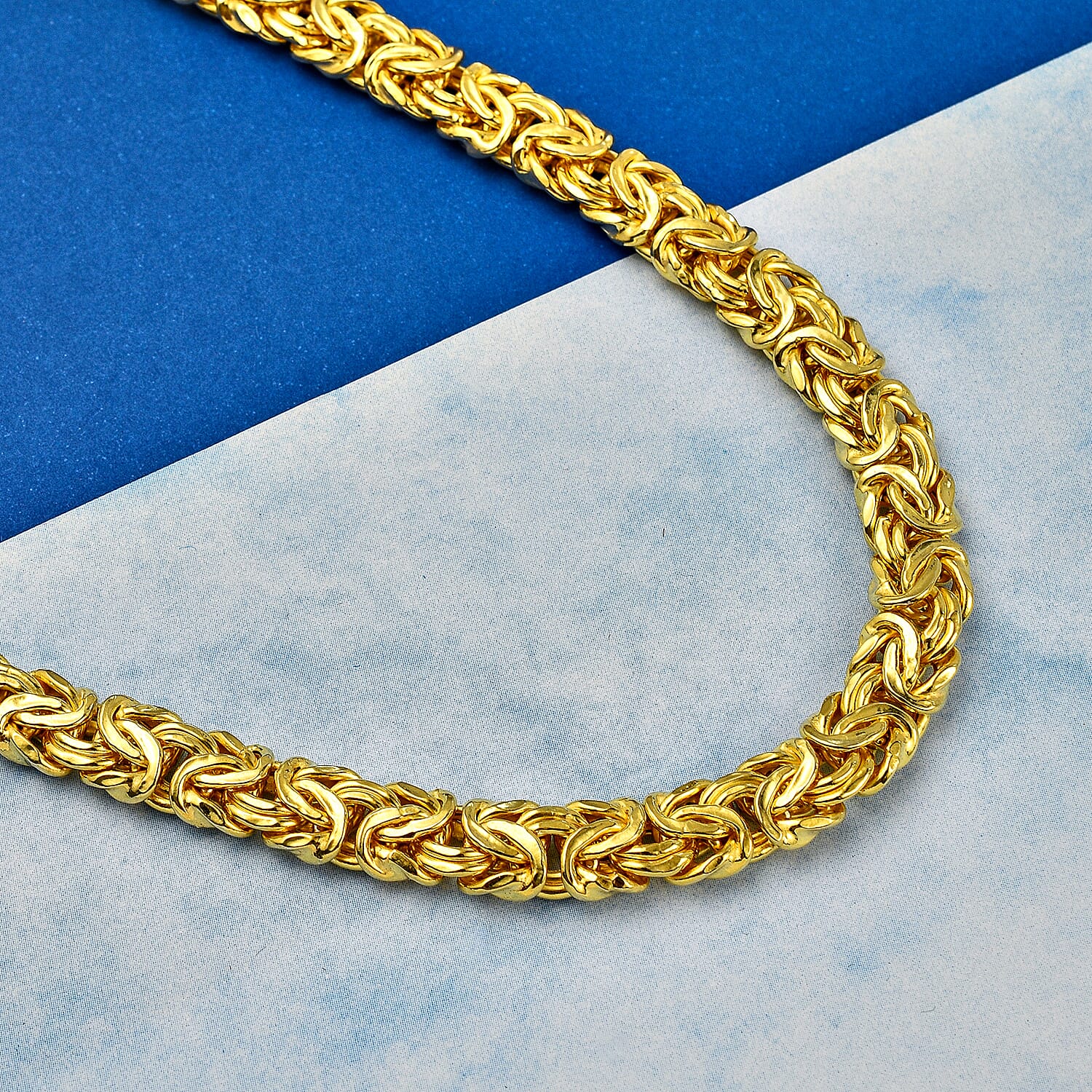 Yellow Gold Overlay Sterling Silver Byzantine Necklace With Senorita Clasp (Size - 20) Silver Wt . 44.80 Grams