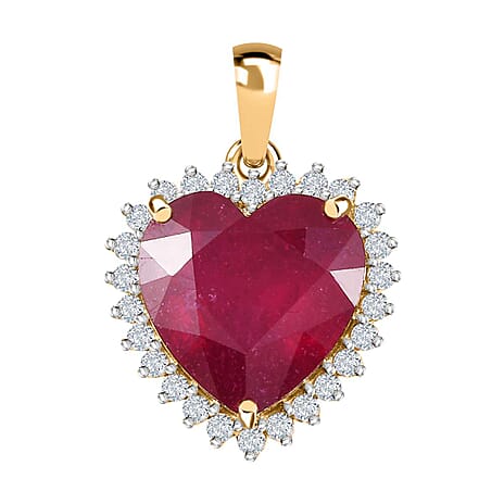 9K Yellow Gold AA Fissure Filled Ruby , Moissanite Heart Pendant 8.02 ct, Gold Wt. 2.05 Gms 8.020 Ct. 9K Yellow Gold AA Fissure Filled Ruby , Moissanite Heart Pendant 8.02 ct, Gold Wt. 2.05 Gms 8.020 Ct.