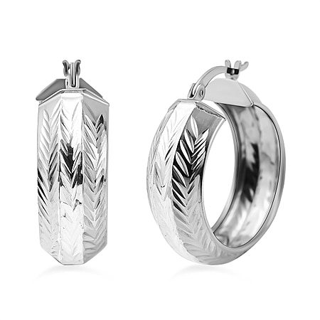 NY Closeout - Sterling Silver Diamond-Cut Hoop Earrings
