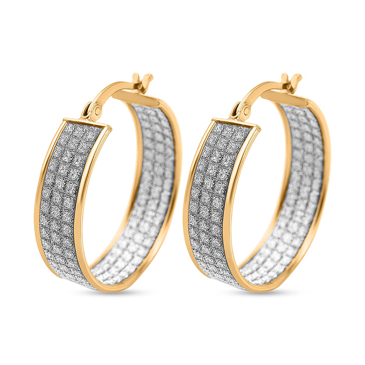 New York Close Out - Designer Diamond Cut Gold Overlay Sterling Silver Hoop Earrings
