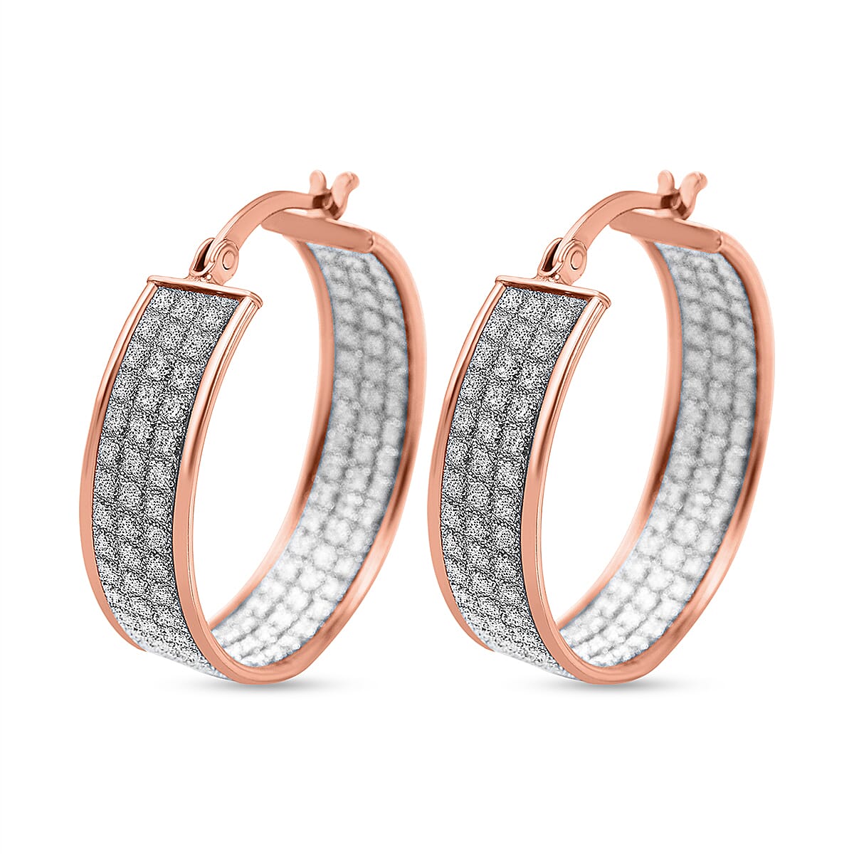 New York Close Out - Designer Diamond Cut Rose Gold Overlay Sterling Silver Hoop Earrings