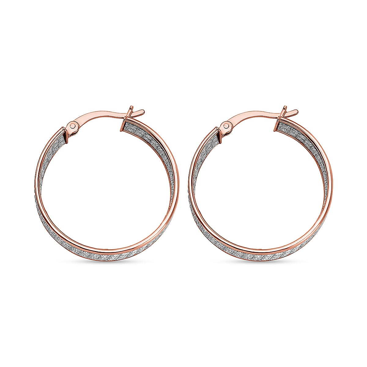 New York Close Out - Designer Diamond Cut Rose Gold Overlay Sterling Silver Hoop Earrings