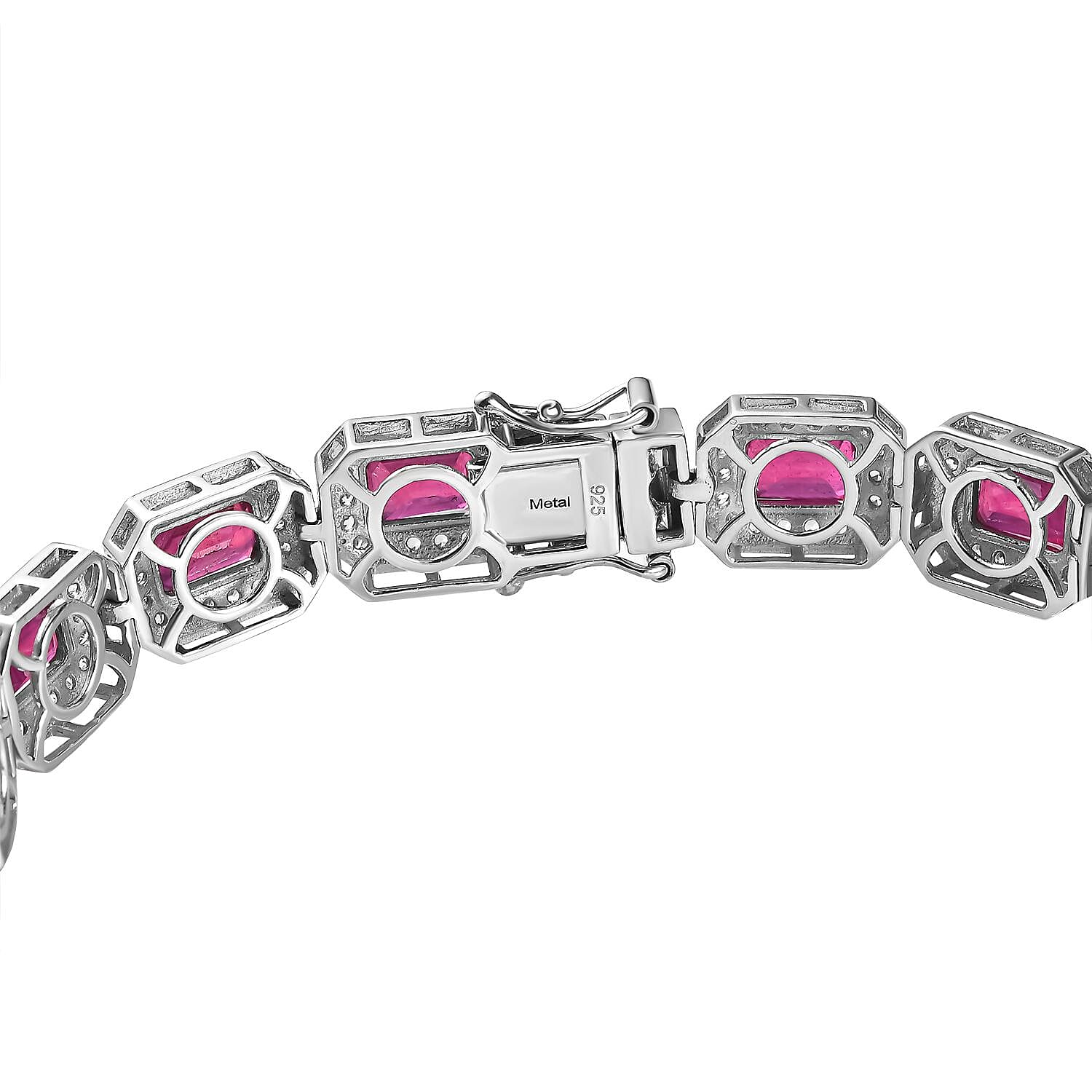 Tucson Special - Doorbuster - Premium Quality African Ruby & Natural Zircon Tennis Bracelet (Size - 7) in Platinum Overlay Sterling Silver 27.10 Ct, Silver Wt. 17.67 Gms