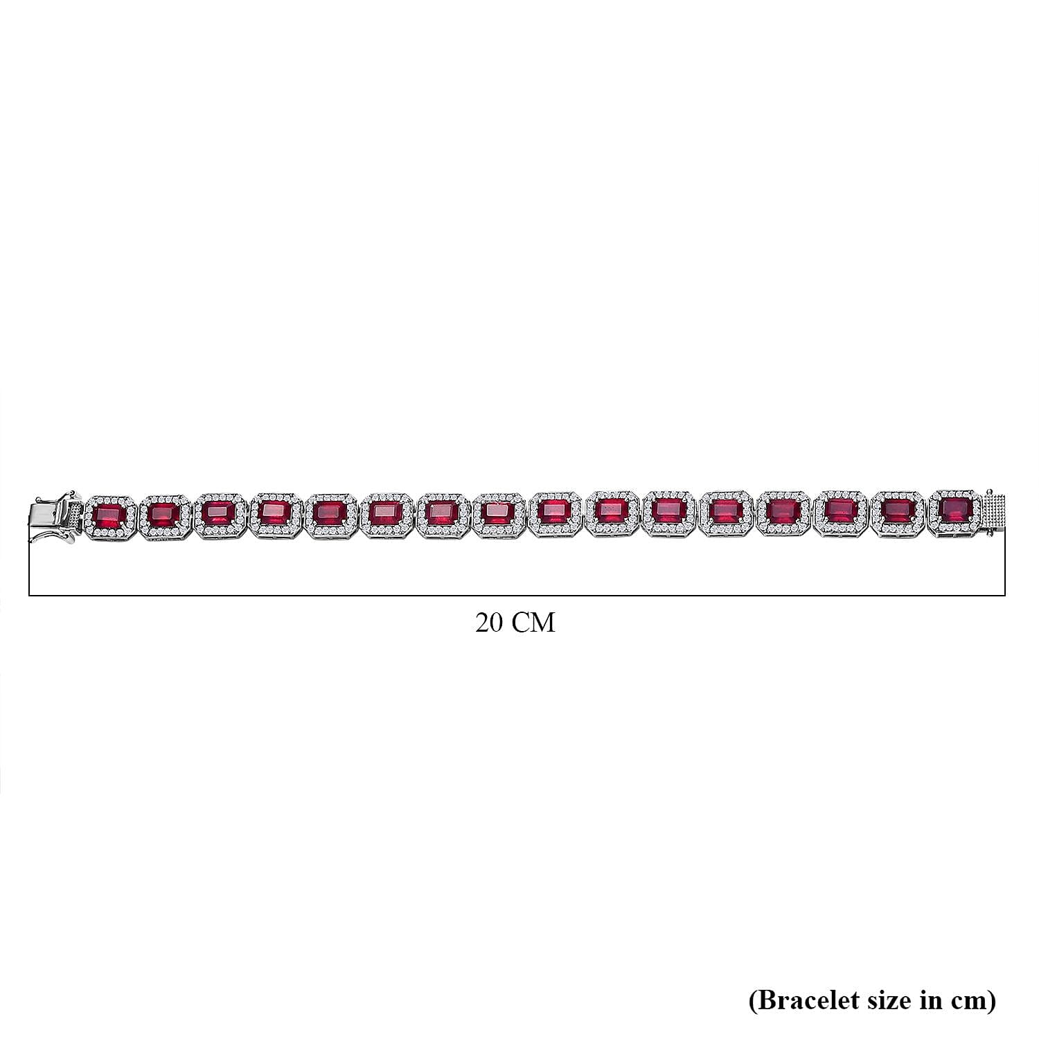 Tucson Special - Doorbuster - Premium Quality African Ruby & Natural Zircon Tennis Bracelet (Size - 7) in Platinum Overlay Sterling Silver 27.10 Ct, Silver Wt. 17.67 Gms