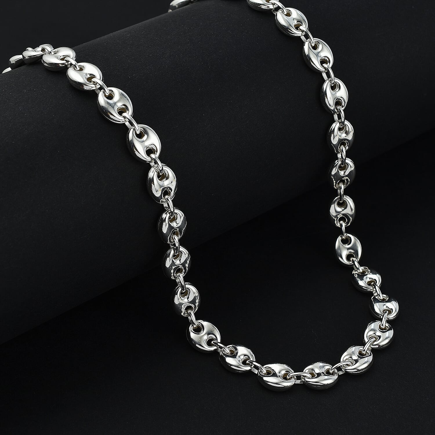 Sterling Silver Puff Mariner Necklace (Size - 24), Silver Wt. 41.3 Gms