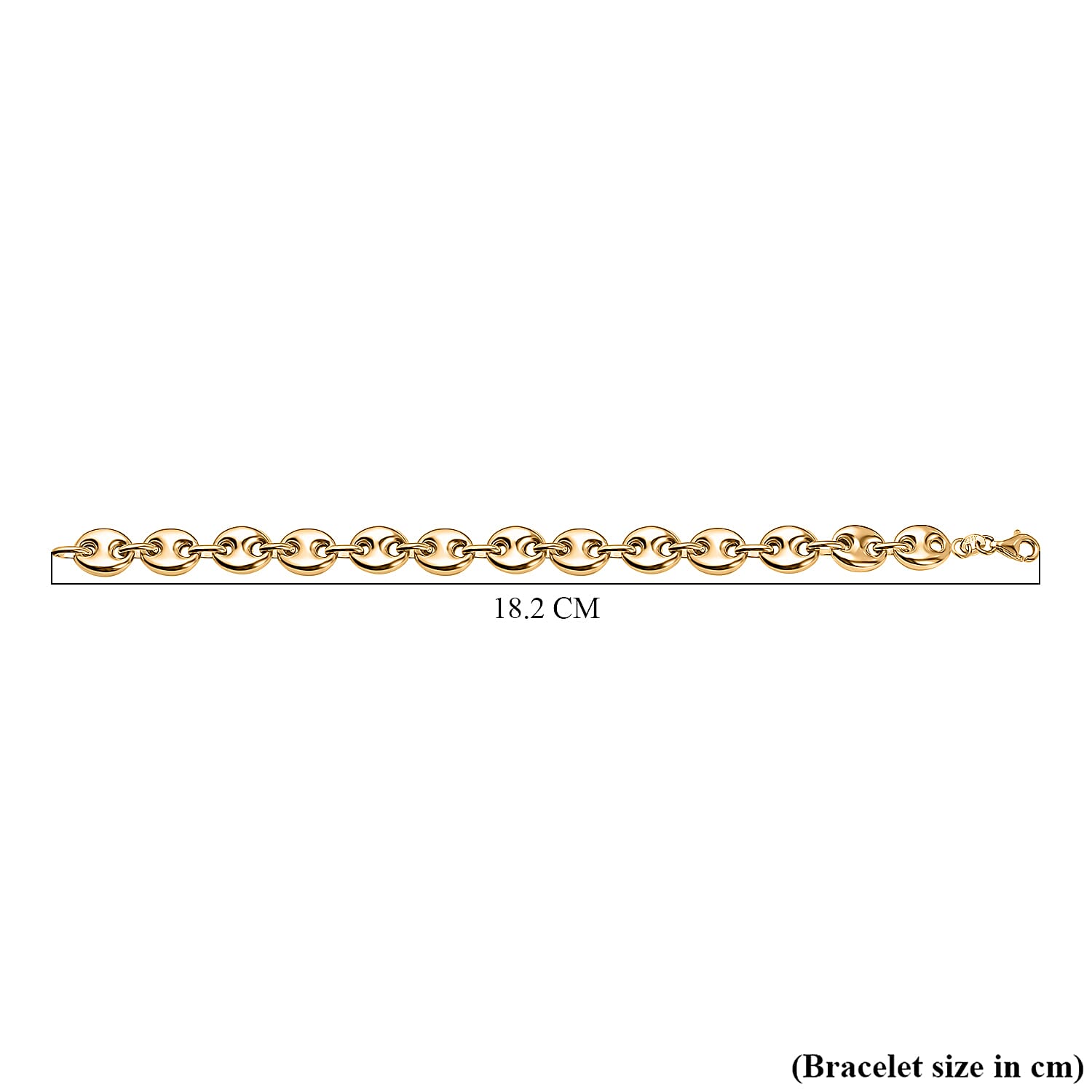 Yellow Gold Overlay Sterling Silver Puff Mariner Bracelet (Size - 8), Silver Wt. 11.50 Gms