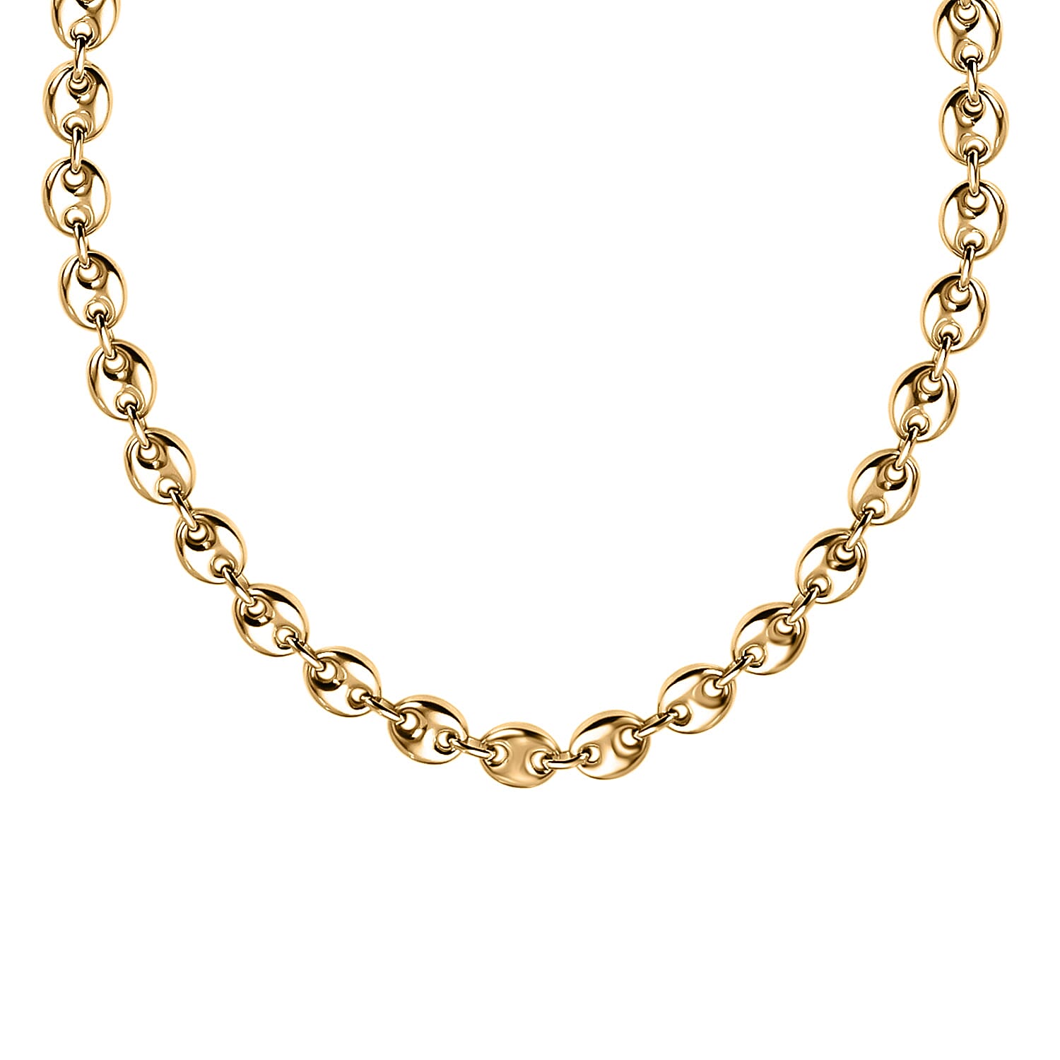Vicenza Closeout - Yellow Gold Overlay Sterling Silver Puff Mariner Necklace (Size - 24), Silver Wt. 41.3 Gms