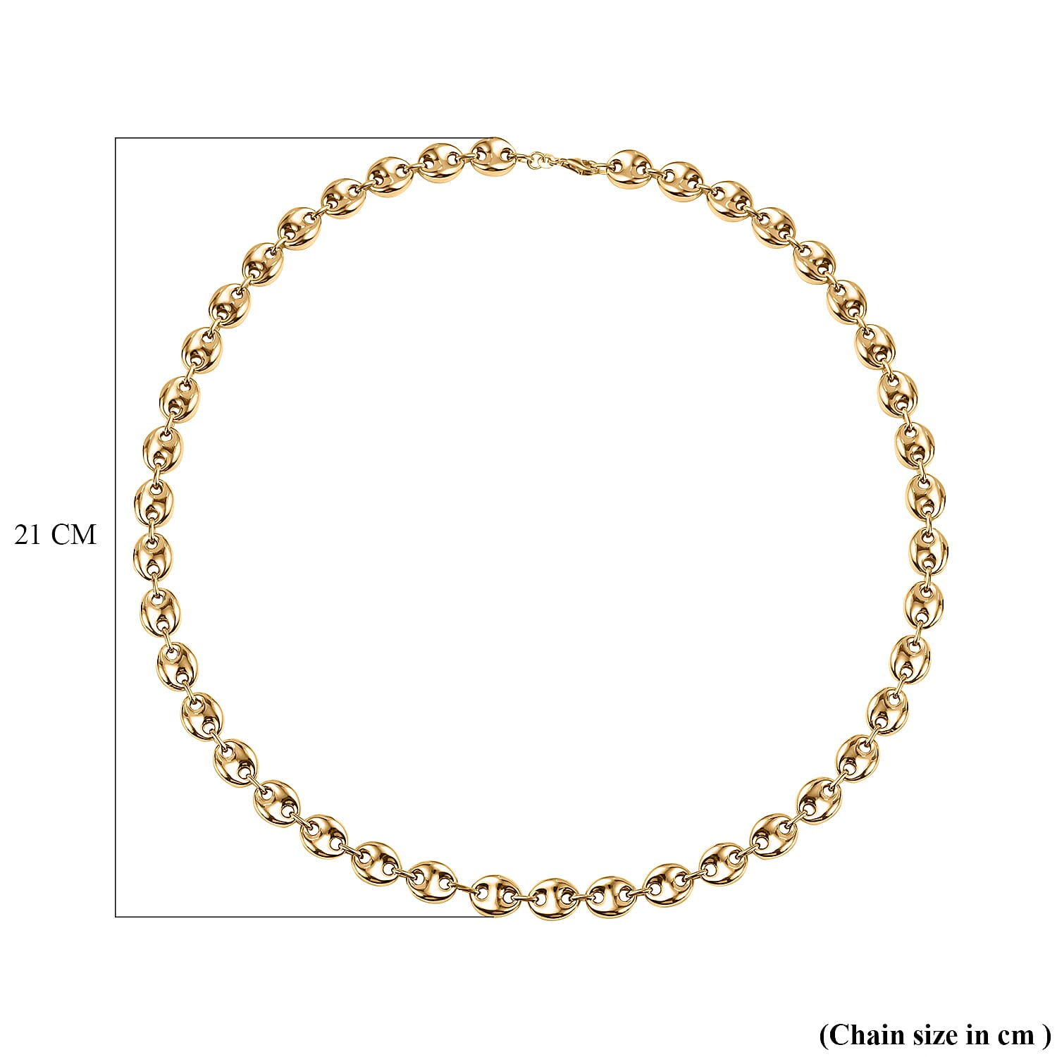 Vicenza Closeout - Yellow Gold Overlay Sterling Silver Puff Mariner Necklace (Size - 24), Silver Wt. 41.3 Gms