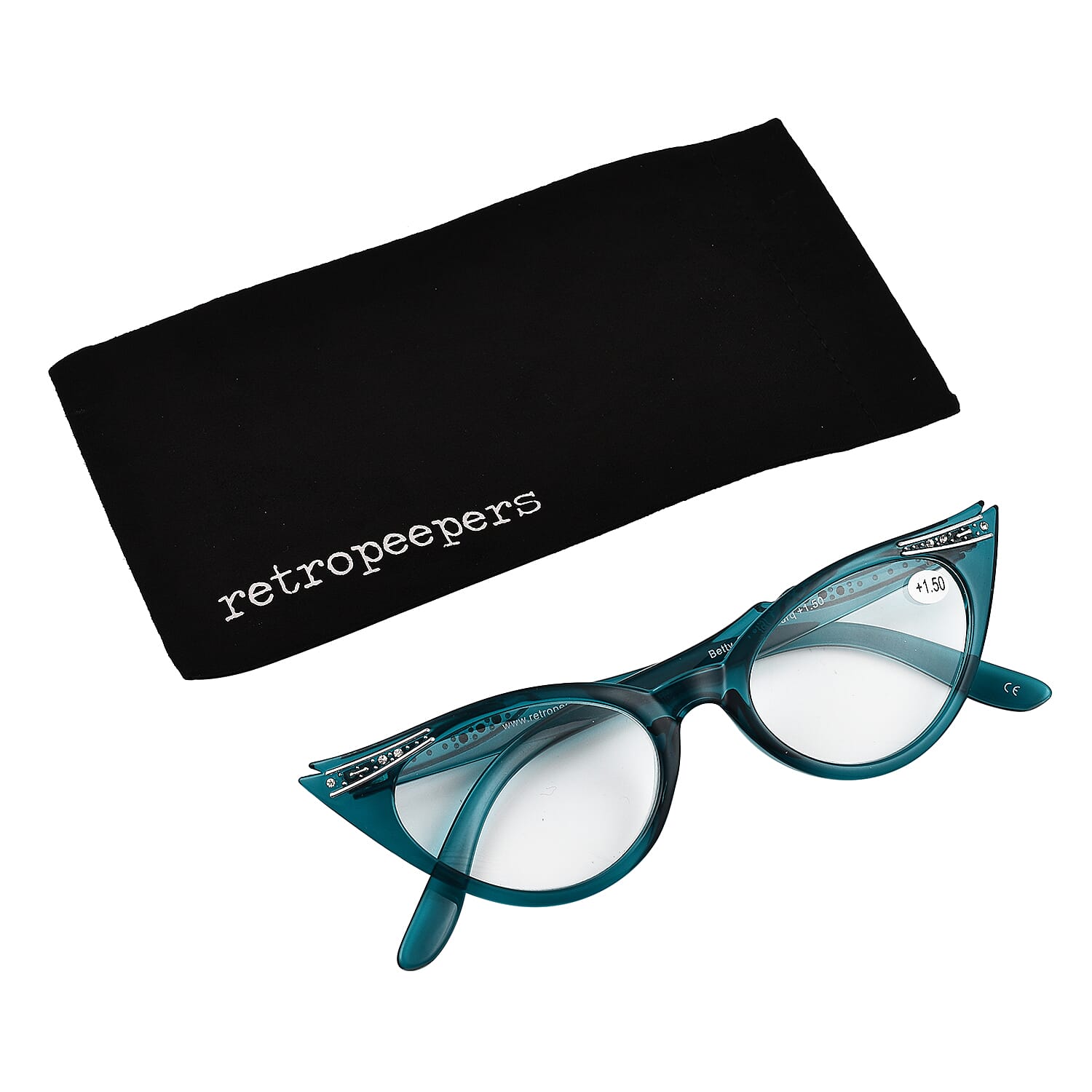 RETROPEEPERS Betty Cat Eye Reading Glasses -1.5D - Blue Turquoise