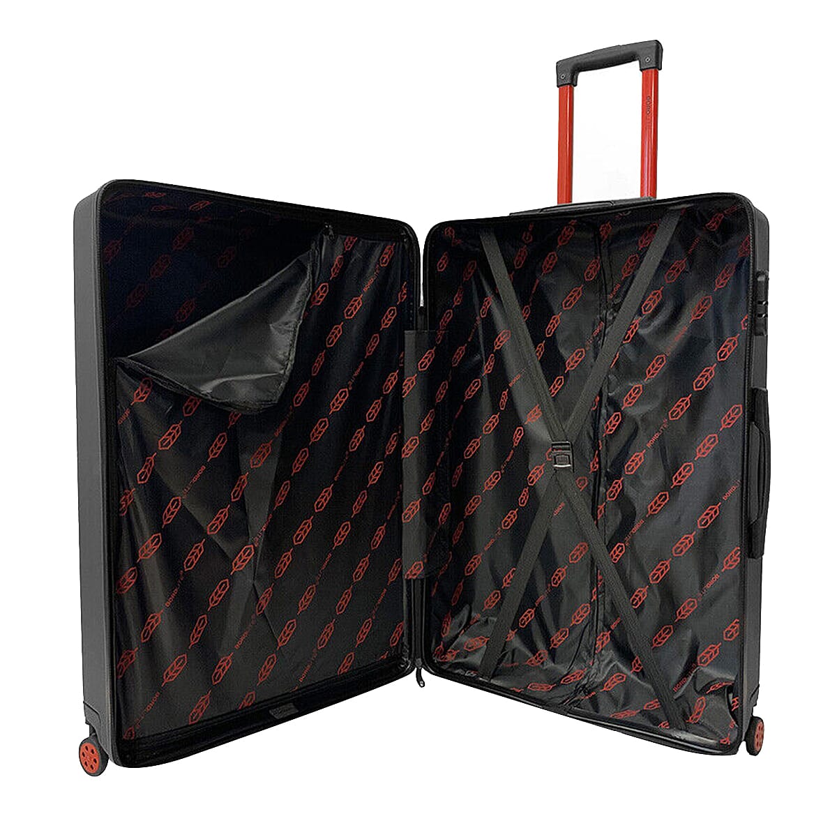 Set of 3 Bordlite Premium Hard Shell Suitcase with 360-Degree Spinning Wheels - Black