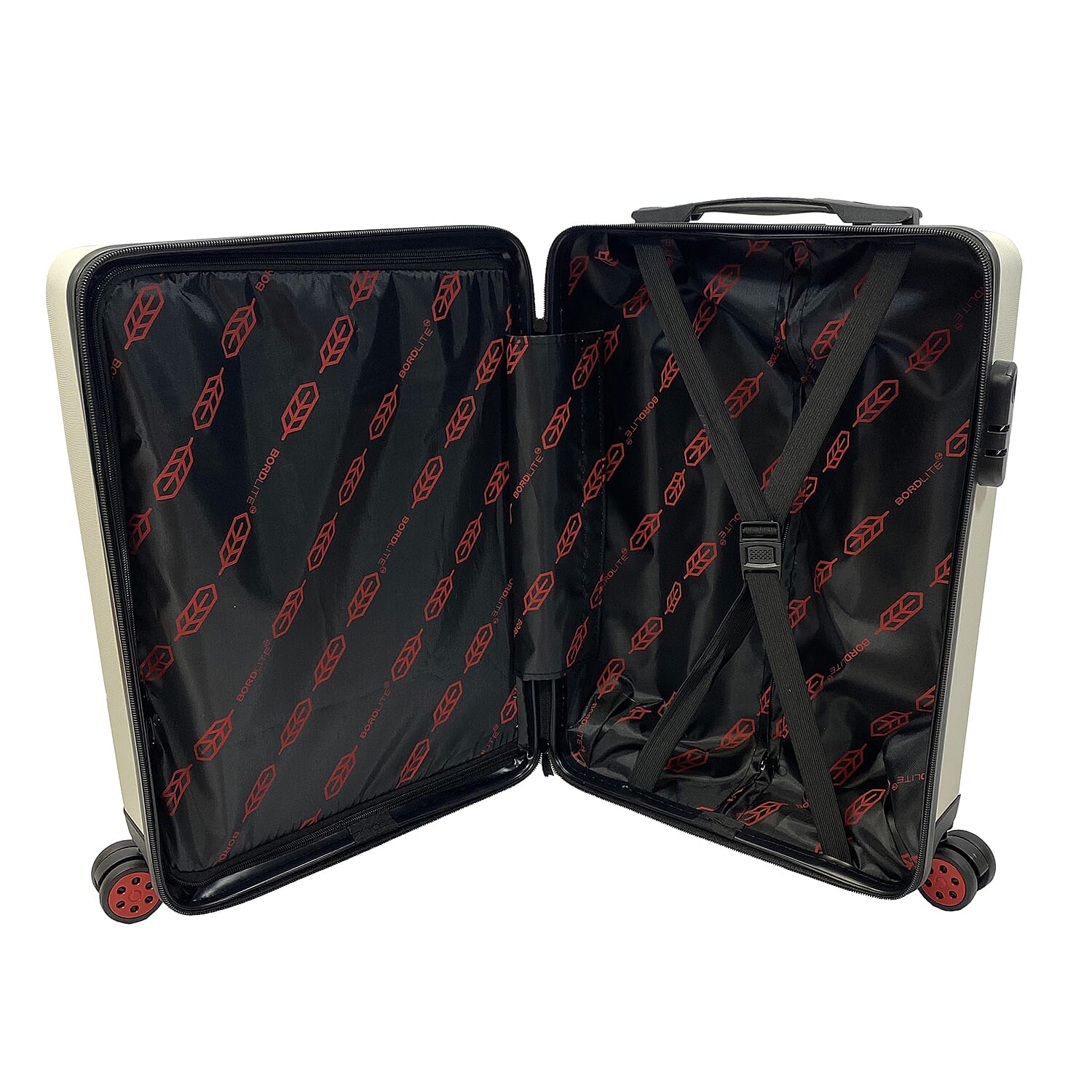 Set of 3 Bordlite Premium Hard Shell Suitcase with 360-Degree Spinning Wheels - White