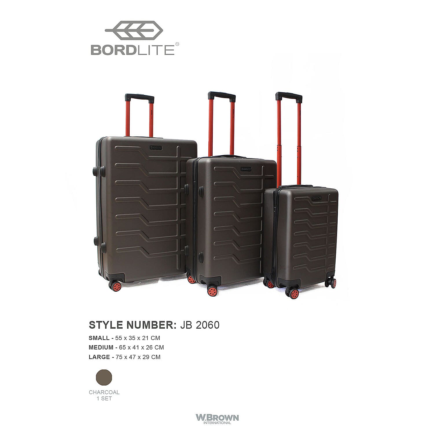 Set of 3 Hardshell Suitcases With 360 Degree Spinner Wheels for Smooth Ride (Size S, M, L) - Charcoal