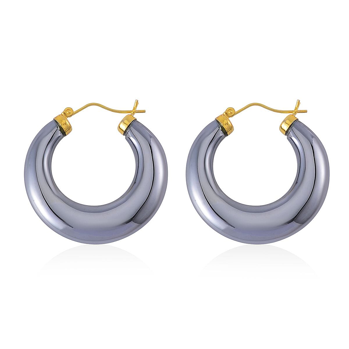 Terahertz Hoop Earrings in Yellow Gold Overlay Sterling Silver 63.70 Ct.