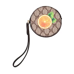 Fruit Print Round Wallet with Wrist Strap