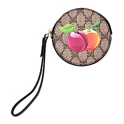 Fruit Print Round Wallet with Wrist Strap