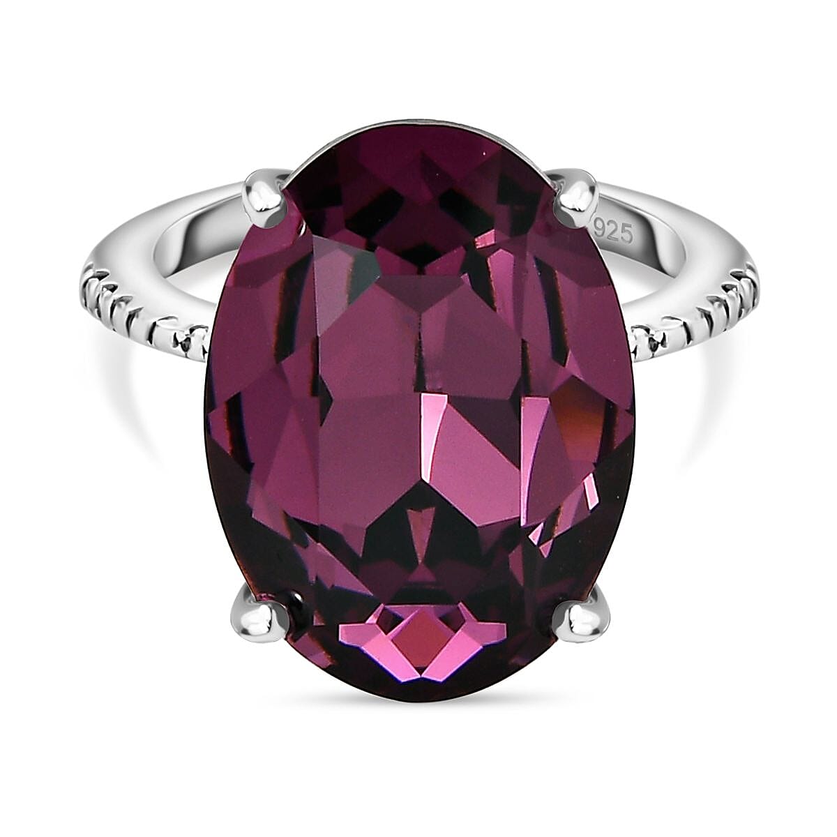 Close Out-  Amethyst Finest Austrian Crystal Solitaire Ring in Platinum Overlay Sterling Silver 10.0 Cts