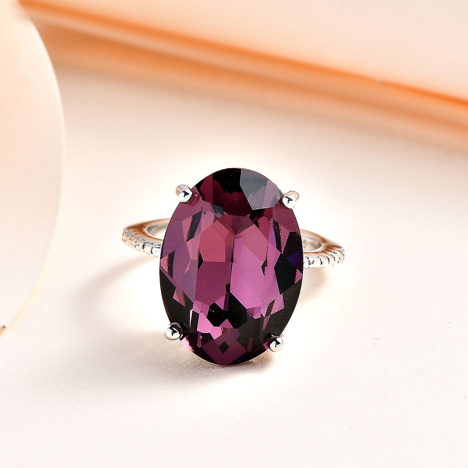 Close Out-  Amethyst Finest Austrian Crystal Solitaire Ring in Platinum Overlay Sterling Silver 10.0 Cts