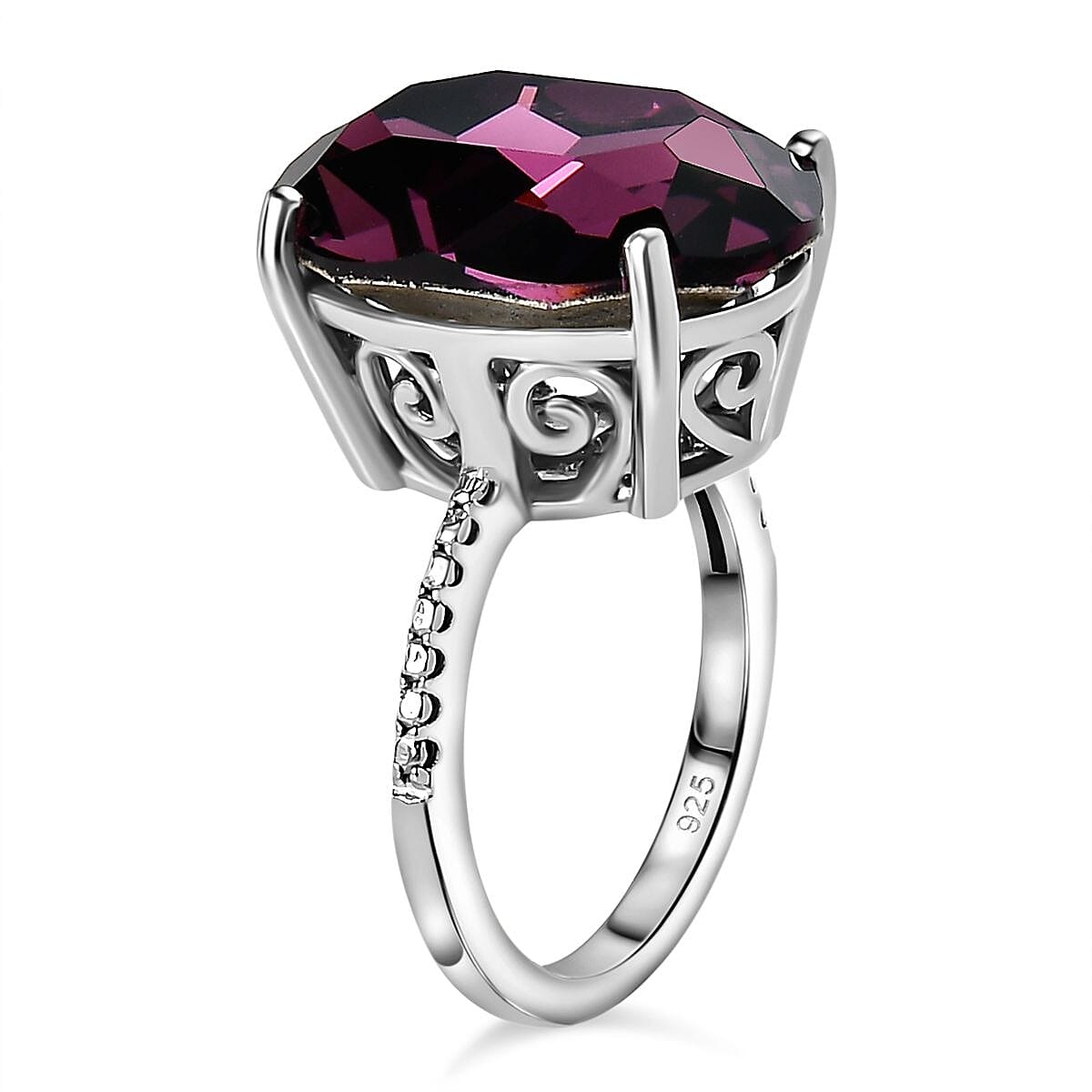 Close Out-  Amethyst Finest Austrian Crystal Solitaire Ring in Platinum Overlay Sterling Silver 10.0 Cts
