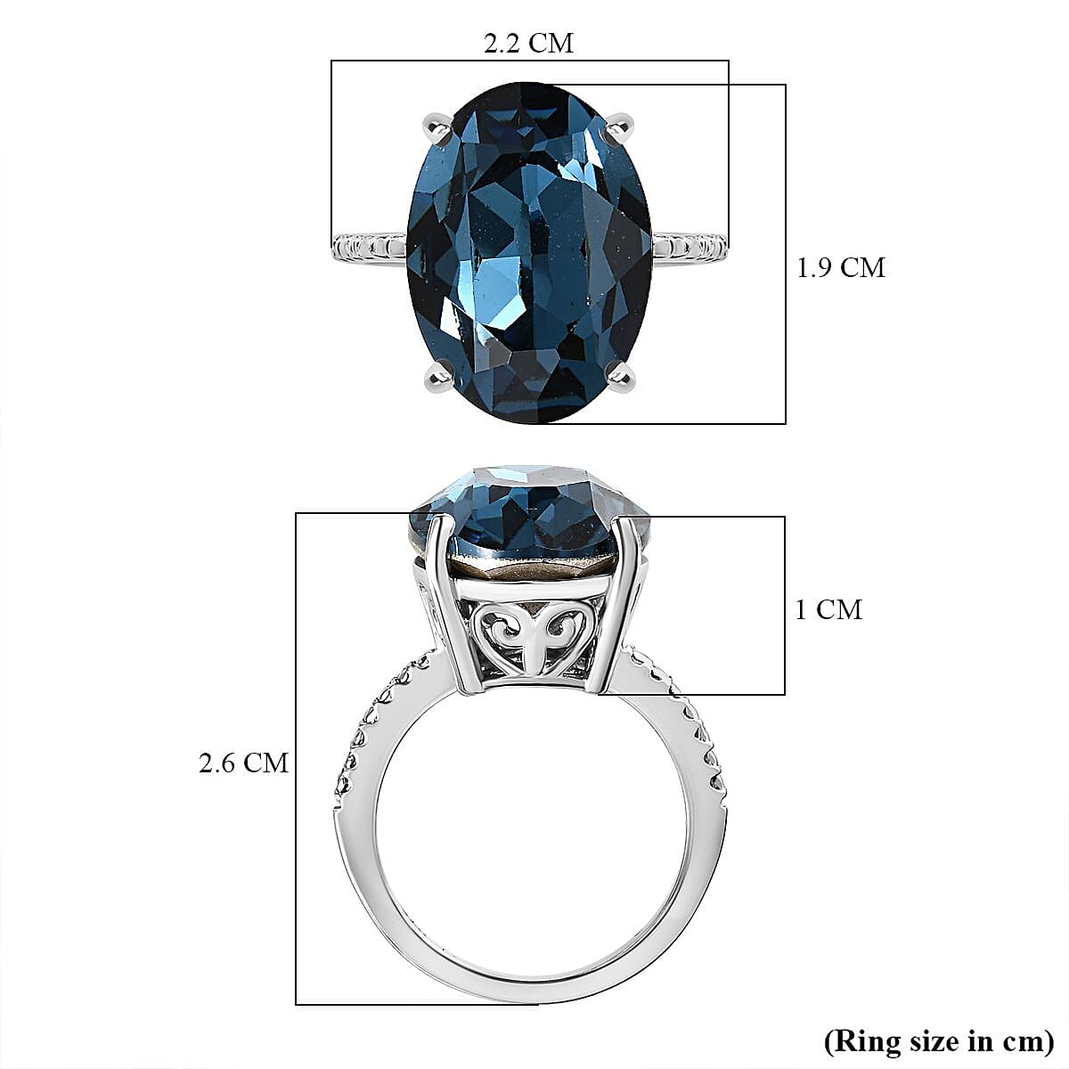 Close Out- Montana Finest Crystal Ring in Platinum Overlay Sterling Silver 10.60 Ct