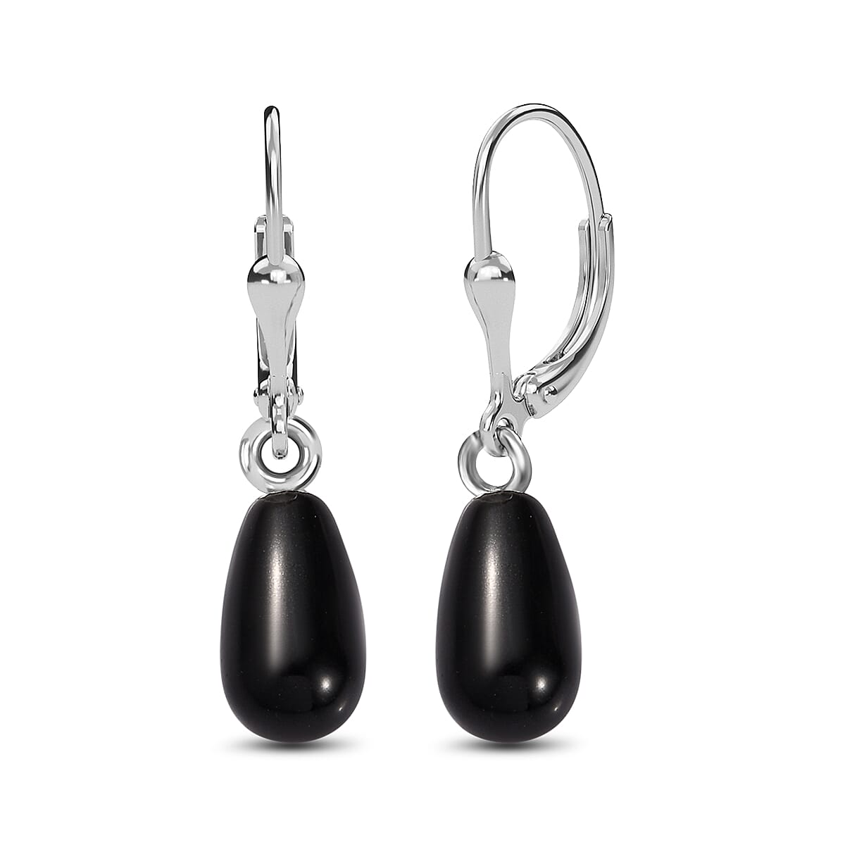 Mystic Black Pearl Finest Austrian Crystal Earrings in Platinum Overlay Sterling Silver 7.00 Ct.