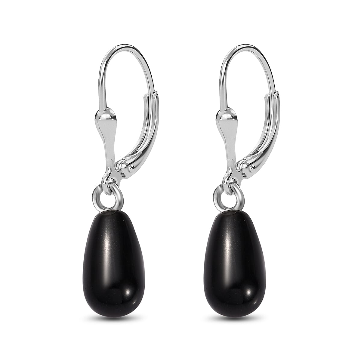 Mystic Black Pearl Finest Austrian Crystal Earrings in Platinum Overlay Sterling Silver 7.00 Ct.