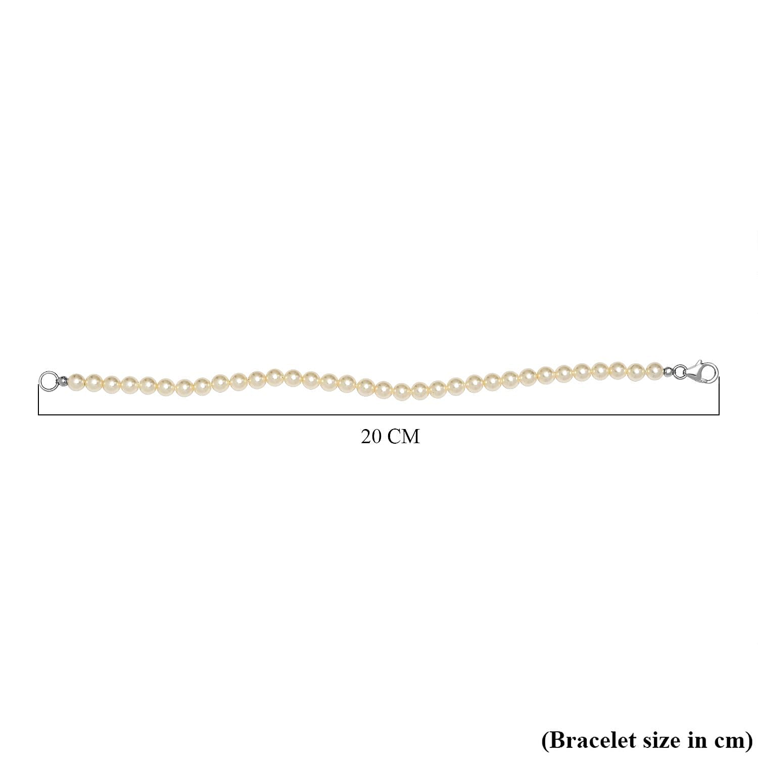 One Time Closeout - Cream Pearl Finest Austrian Crystal Beads Bracelet (Size - 7.5) in Platinum Overlay Sterling Silver