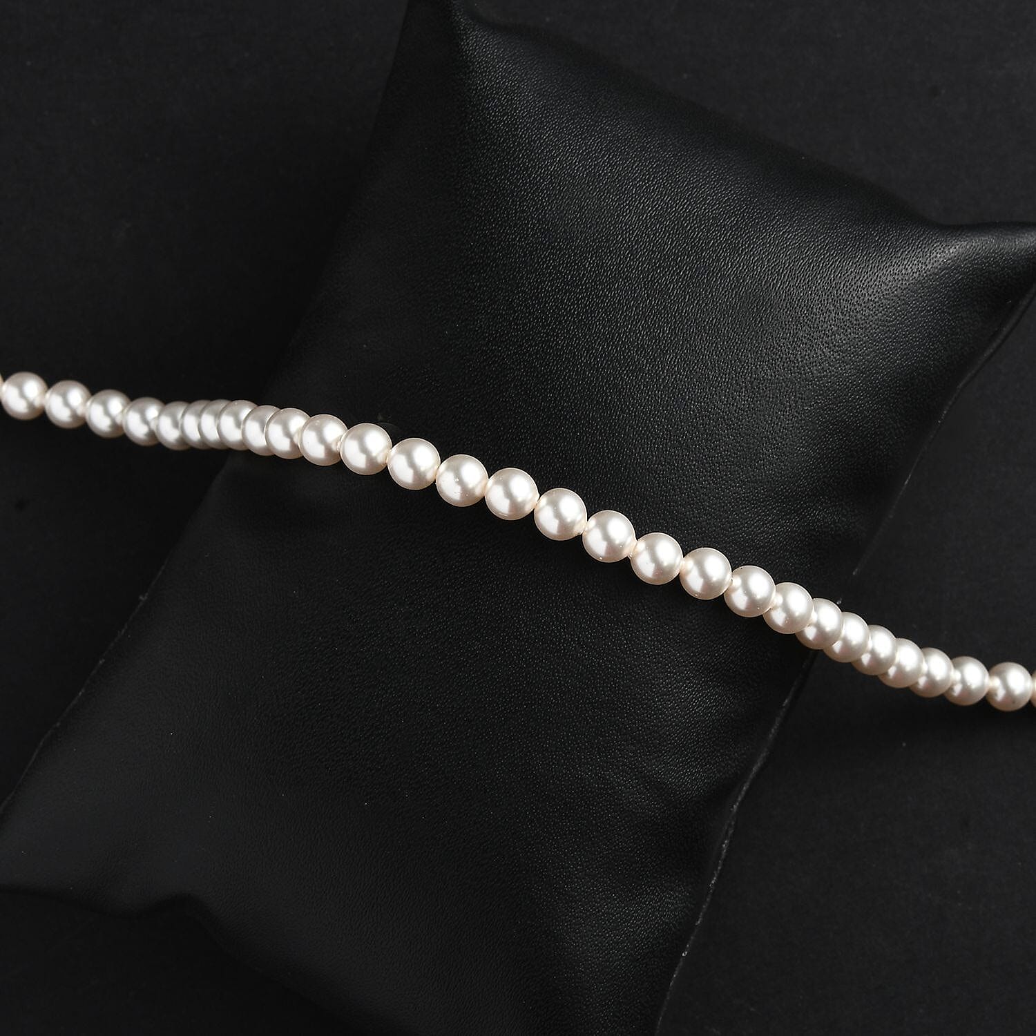 White Pearl Finest Austrian Crystal Beads Bracelet (Size - 7.5) in Platinum Overlay Sterling Silver