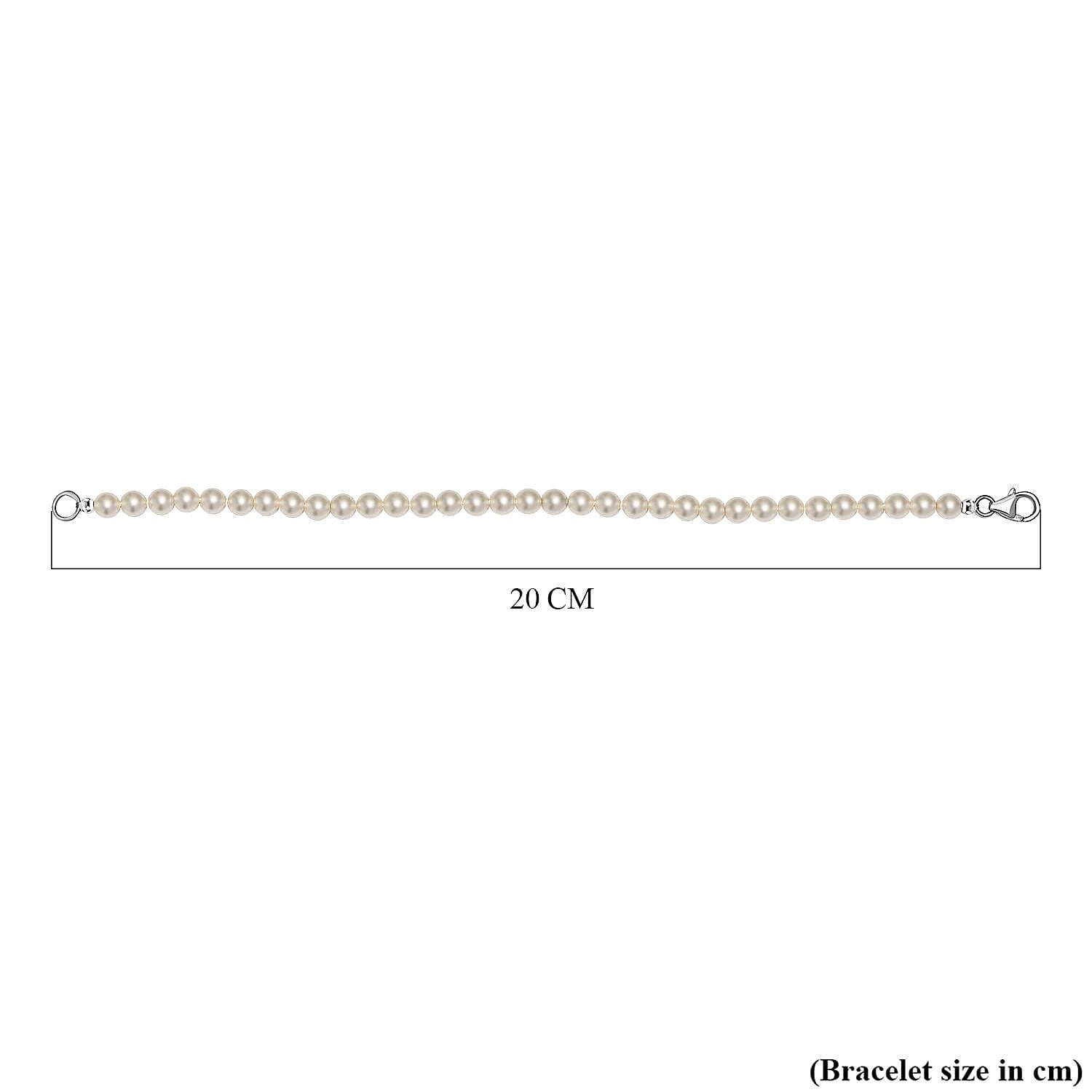 White Pearl Finest Austrian Crystal Beads Bracelet (Size - 7.5) in Platinum Overlay Sterling Silver