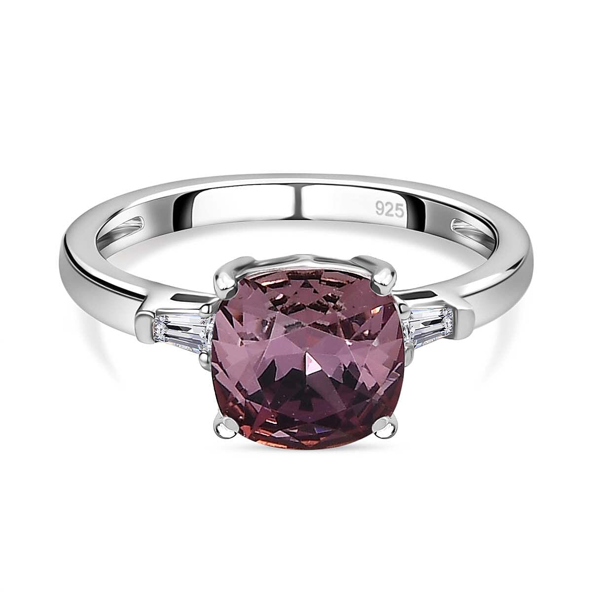 Antique Pink Finest Austrian Crystal & White Cubic Zirconia Ring in Platinum Overlay Sterling Silver 1.90 Ct