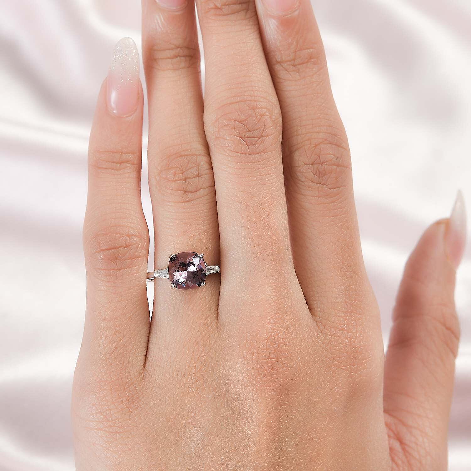 Antique Pink Finest Austrian Crystal & White Cubic Zirconia Ring in Platinum Overlay Sterling Silver 1.90 Ct