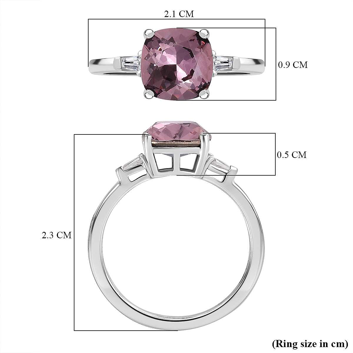 Antique Pink Finest Austrian Crystal & White Cubic Zirconia Ring in Platinum Overlay Sterling Silver 1.90 Ct