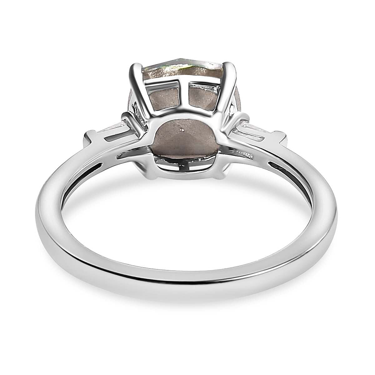 Vitrail Medium Finest Crystal ,  White Cubic Zirconia  Solitaire Ring in Platinum Overlay Sterling Silver 1.70 ct  1.700  Ct.