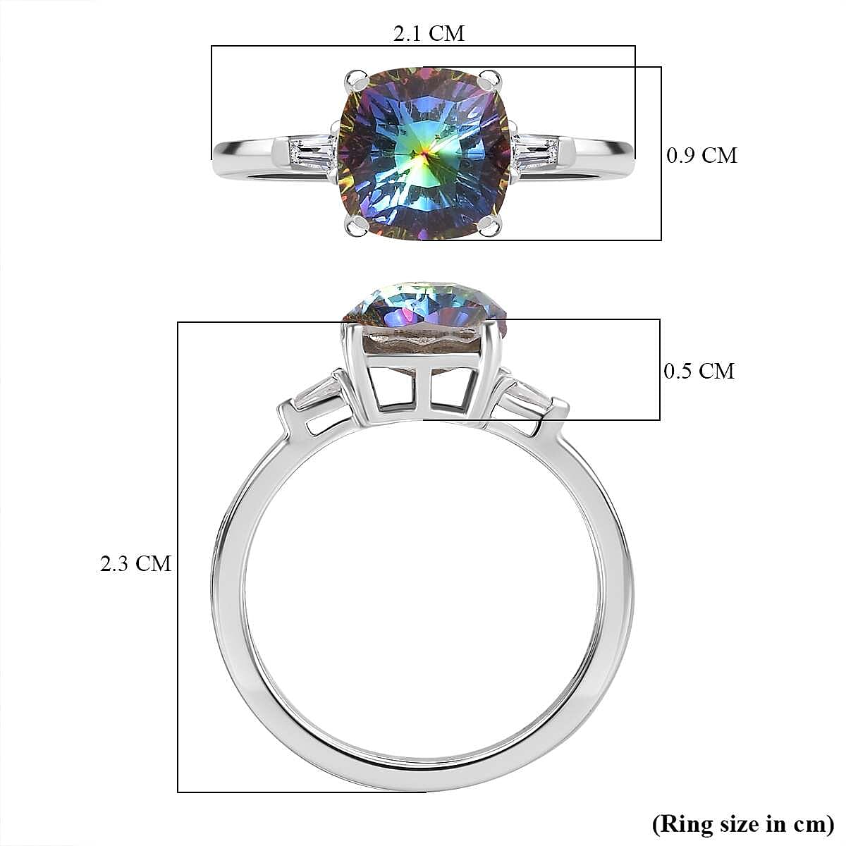 Vitrail Medium Finest Crystal ,  White Cubic Zirconia  Solitaire Ring in Platinum Overlay Sterling Silver 1.70 ct  1.700  Ct.