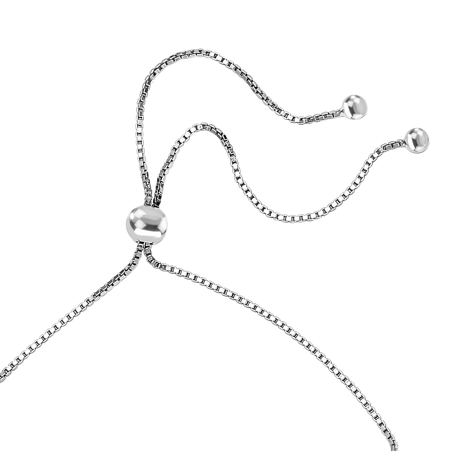 Iridescent Tahitian Pearl Finest Austrian Crystal Beads Adjustable Bracelet (Size - 7.5) in Platinum Overlay Sterling Silver