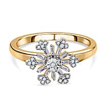 Natural Diamond Spinner Ring in 18K Yellow Gold Vermeil Plated in Sterling Silver