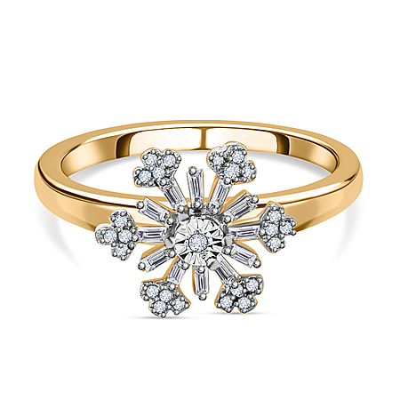 Designer Inspired- Diamond Spinner Ring in 18K Yellow Gold Vermeil Plated in Sterling Silver 0.25 Ct.