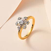 Natural Diamond Spinner Ring in 18K Yellow Gold Vermeil Plated in Sterling Silver