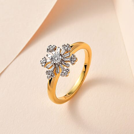 Designer Inspired- Natural Diamond Spinner Ring in 18K Yellow Gold Vermeil Plated in Sterling Silver 0.25 Ct.