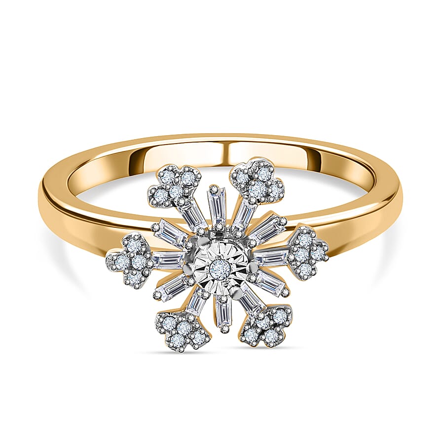 TJC Diamond Spinner Ring in Yellow Gold Over Silver  TCW 0.25ct.